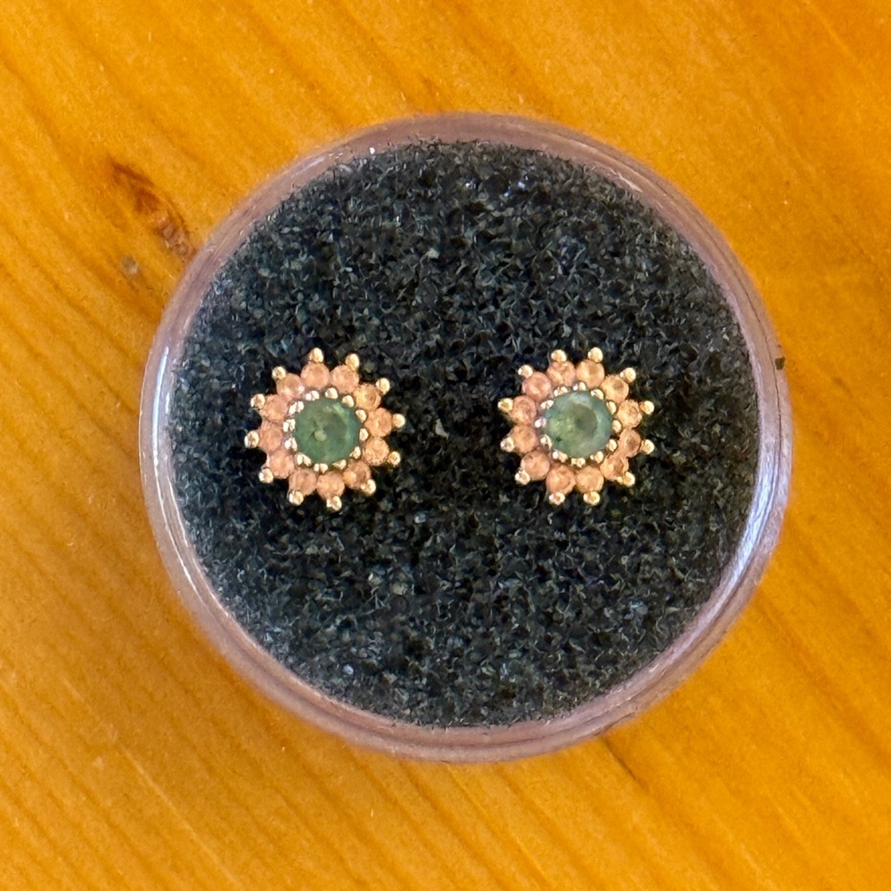 2 BVLA The Rose with Moss Agate and Champagne Sapphire Threadless Ends - Picture 2 of 4